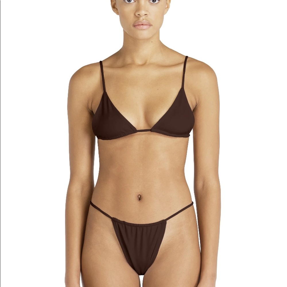 Aexae Gathered Bikini Top in Brown